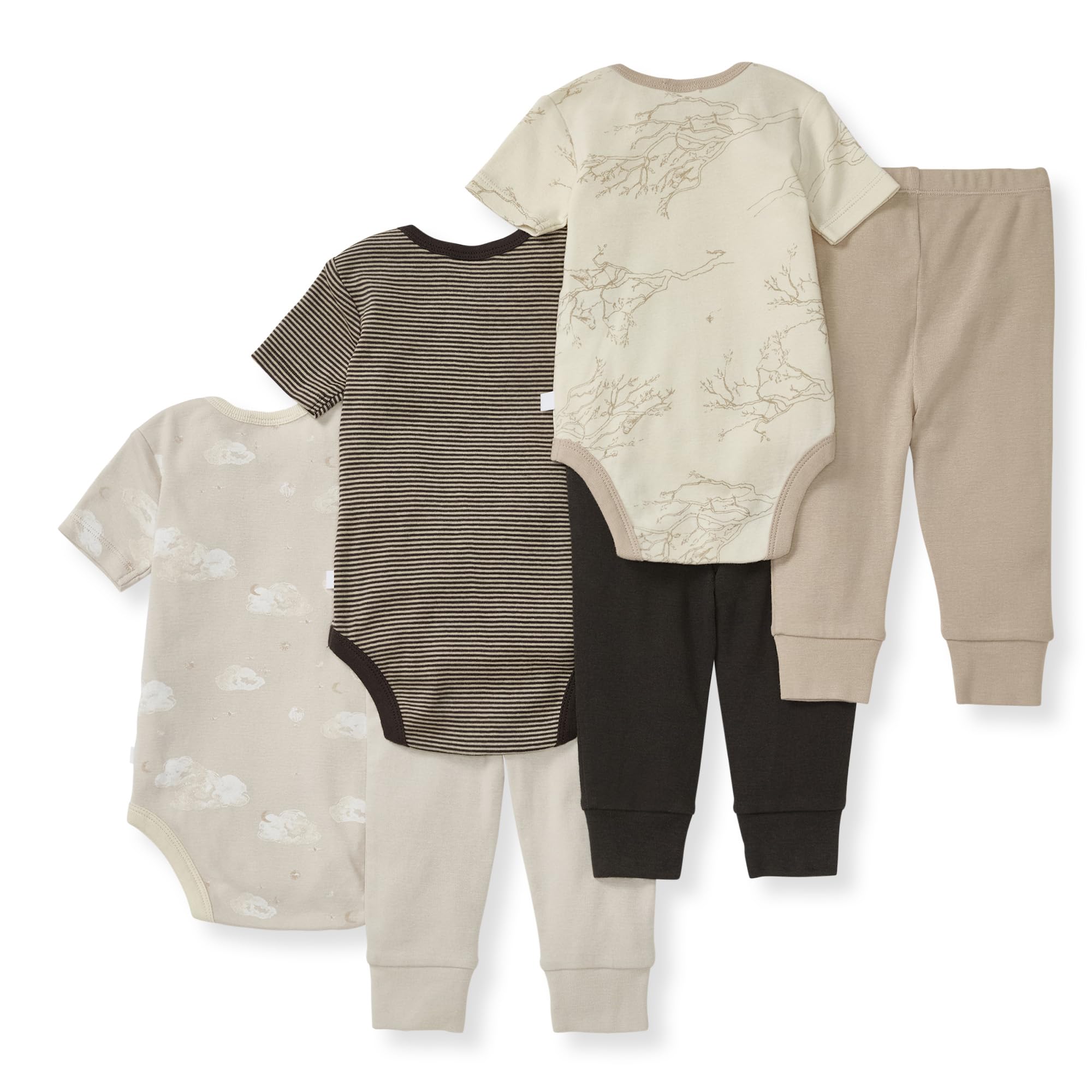 Burt Bees - 6Pk Baby Girl Organic Cotton Bodysuit & Pant Set, Ranunculus - Image 2