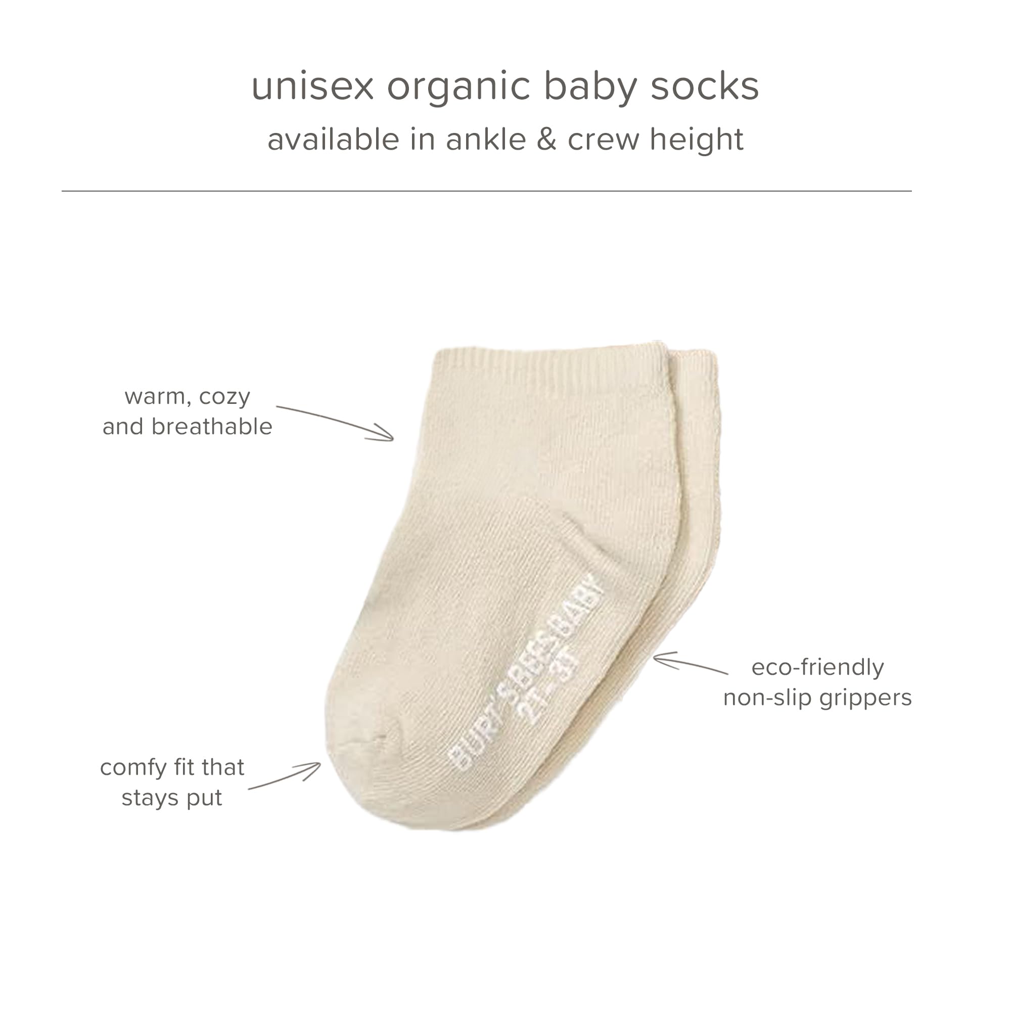 Burt's Bees Baby Baby Girls' Ankle Socks with Non-Slip Grips (6-Pack) - Image 3