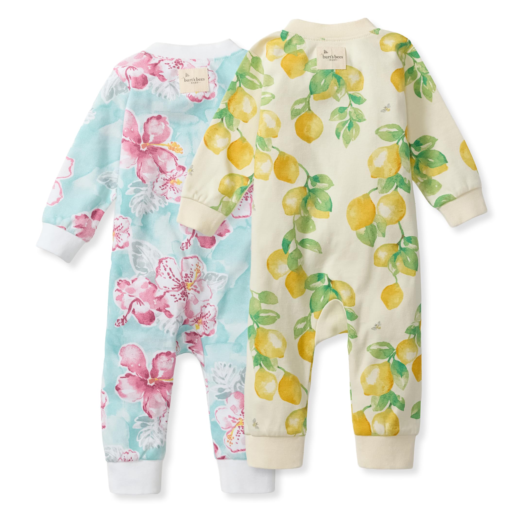 Burt's Bees Baby Baby Girls' Pajamas Sleep and Play, Soft 100% Organic Cotton One-piece Pj With Non-slip Bee Grip Footies, Newborn Essentials - Image 2