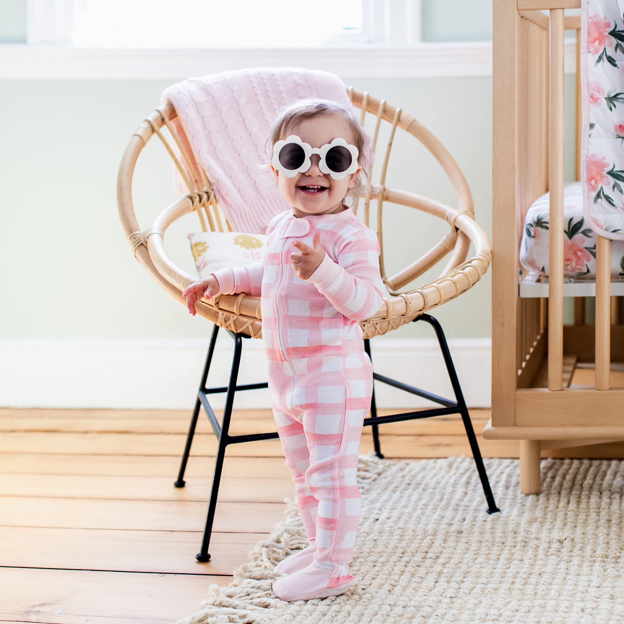 Burt's Bees Baby Baby Girls Sleeper Pajamas, 100% Organic Cotton, One-piece PJs, Diagonal Zip Up Jumpsuit, Snug Fit Footie - Image 4