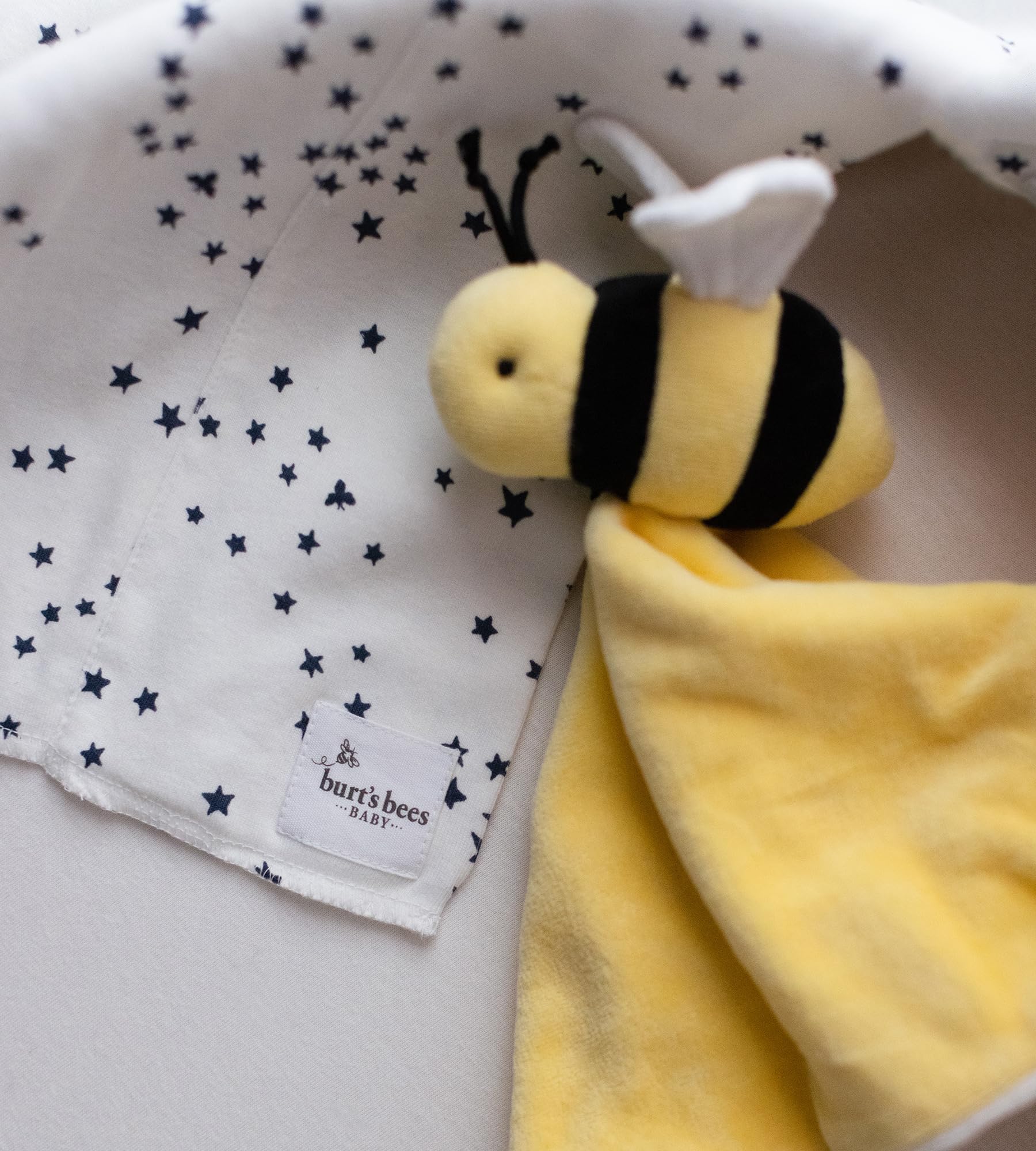 Burt's Bees Baby Baby Plush Toy Lovey, Hold Me Bee Stuffed Security Blanket, Infants Comfort Object, Made with Organic Velour Shell with Polyester, Sunshine Color, Size 12x12x3 Inches - Image 5