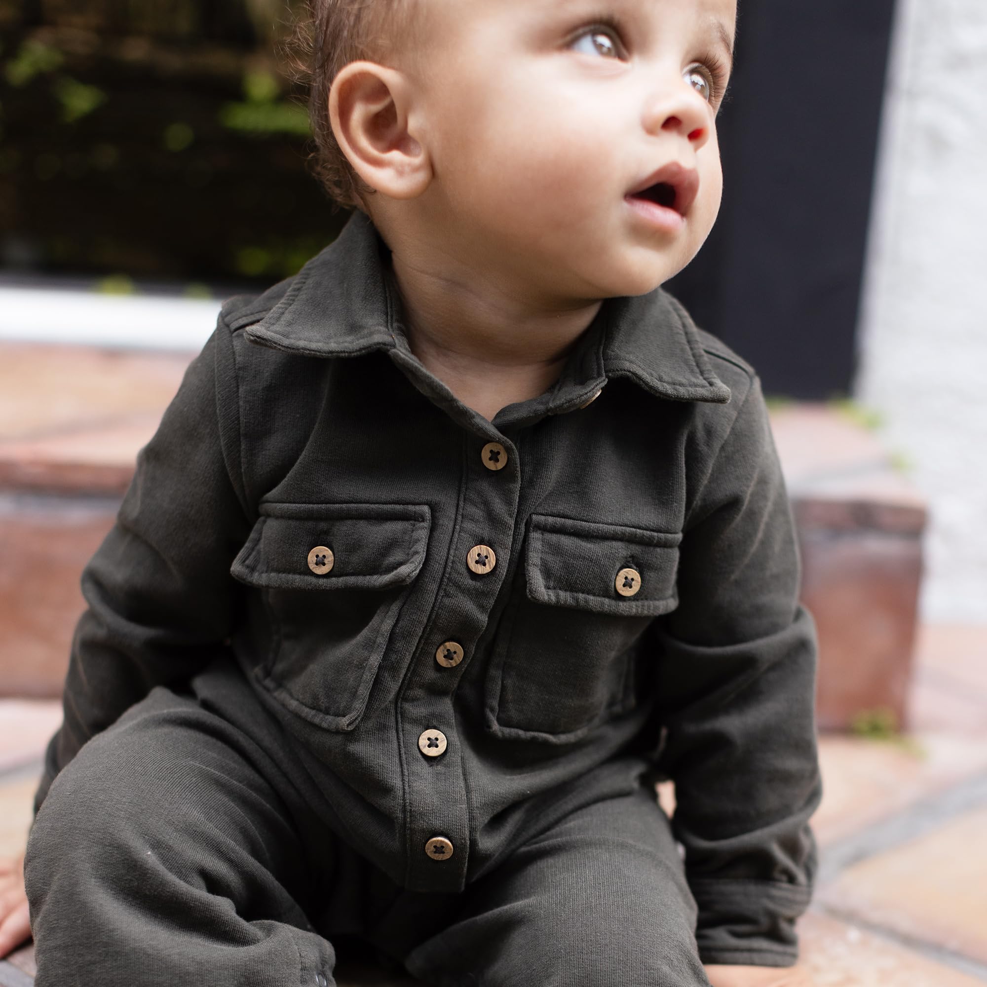 Burt's Bees Baby Boys Jumpsuit, 100% Organic Cotton One-piece, Long Sleeve Button Down Coverall - Image 3