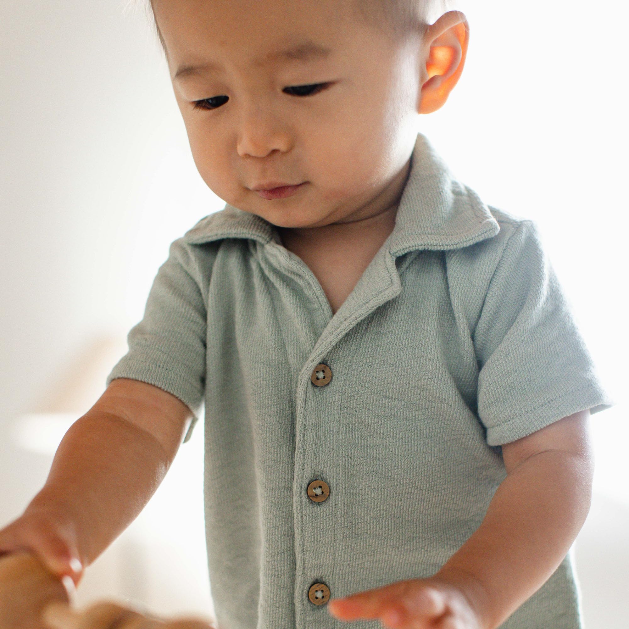 Burt's Bees Baby Boys Polo Romper, 100% Organic Cotton One-piece Shortall and Layette Set - Image 3