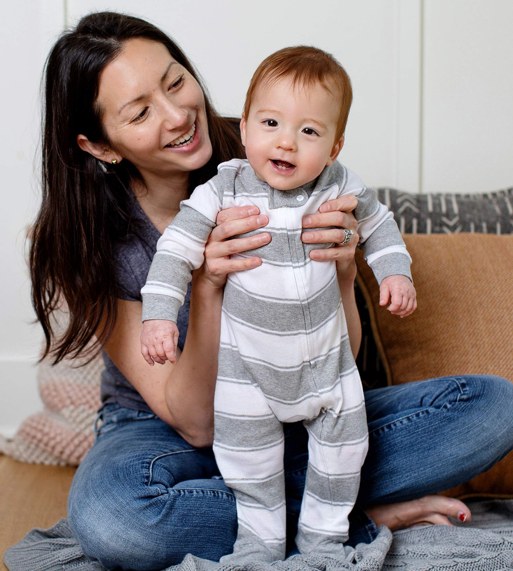 Burt's Bees Baby Boys Sleep and Play PJs, 100% Organic Cotton One-Piece Zip Front Romper Jumpsuit Pajamas - Image 4
