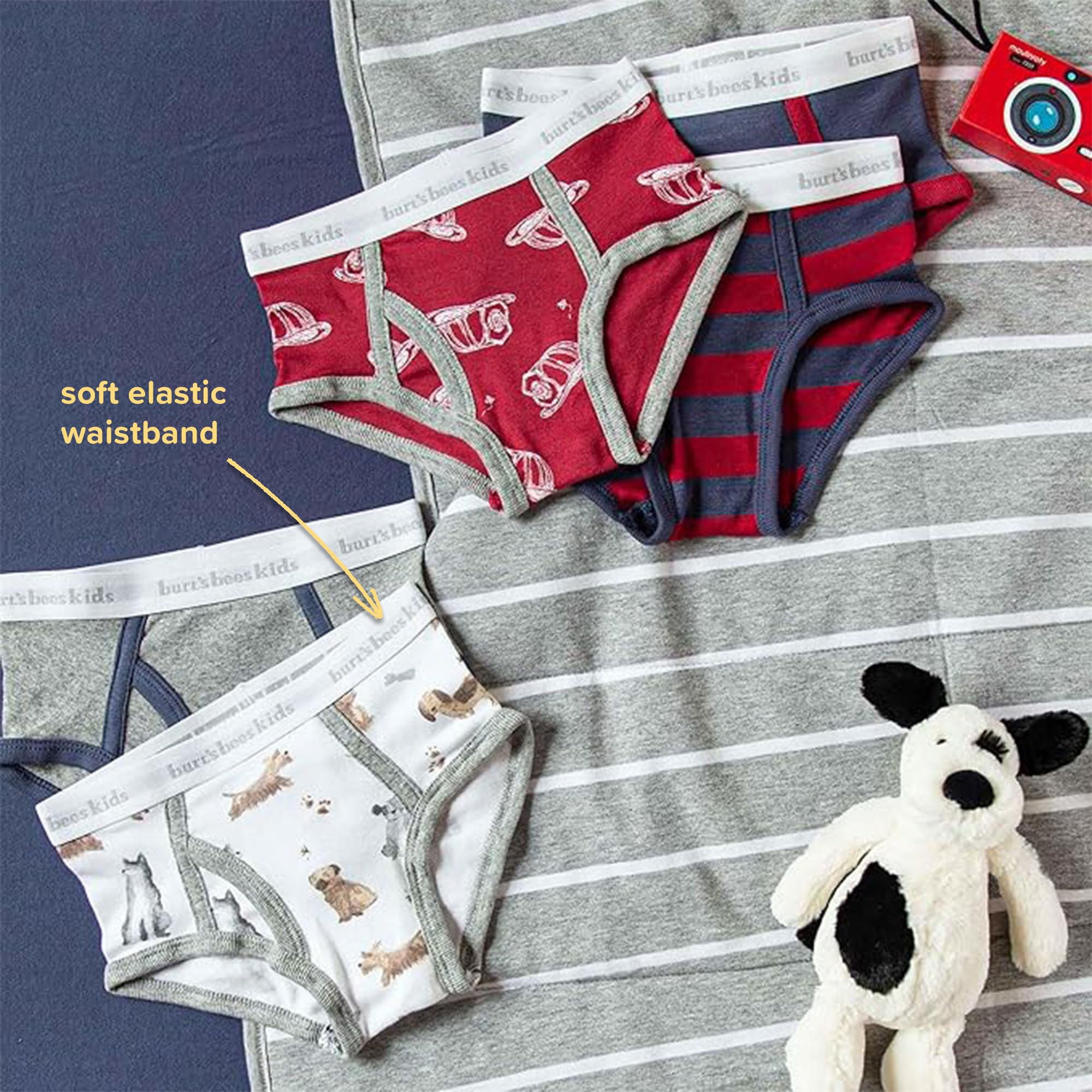 Burt's Bees Baby Boys' Underwear Set - Breathable 100% Organic Cotton Undies, Pack of 5 for Toddler 2T to 8 Years Old - Image 3