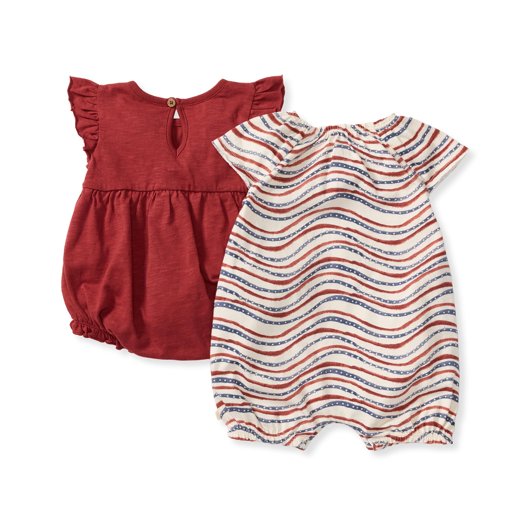 Burt's Bees Baby Girls Bubble Romper, 100% Organic Cotton One-piece Shortall and Layette Girl Outfit - Image 2