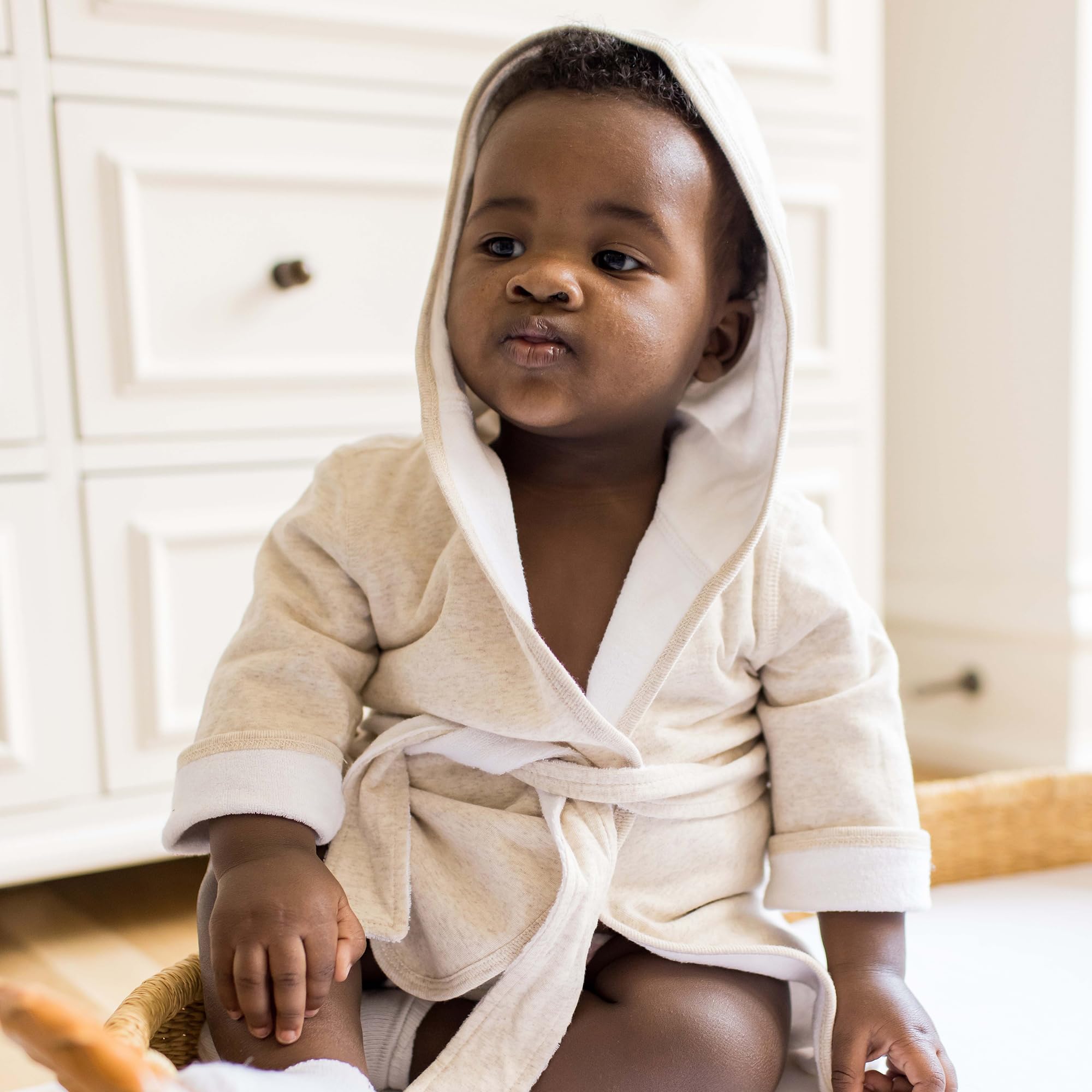 Burt's Bees Baby Hooded Robe Organic Terry Bathrobe, Newborn Bath Essentials, Unisex Boys and Girls, Size 0-9 Months Old - Image 3