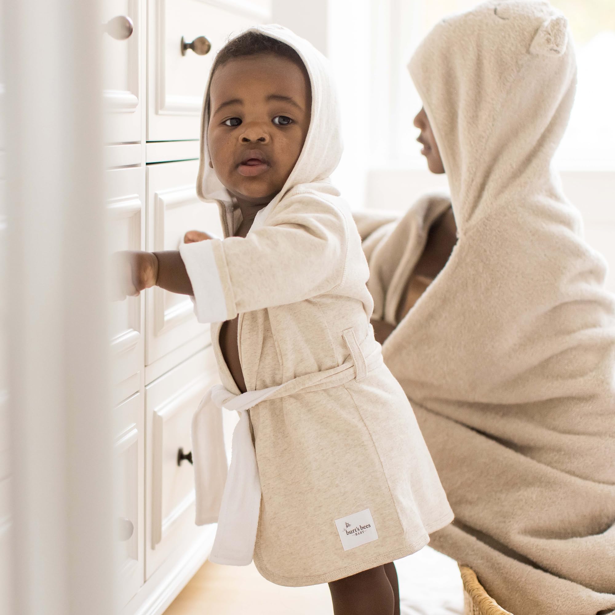 Burt's Bees Baby Hooded Robe Organic Terry Bathrobe, Newborn Bath Essentials, Unisex Boys and Girls, Size 0-9 Months Old - Image 5