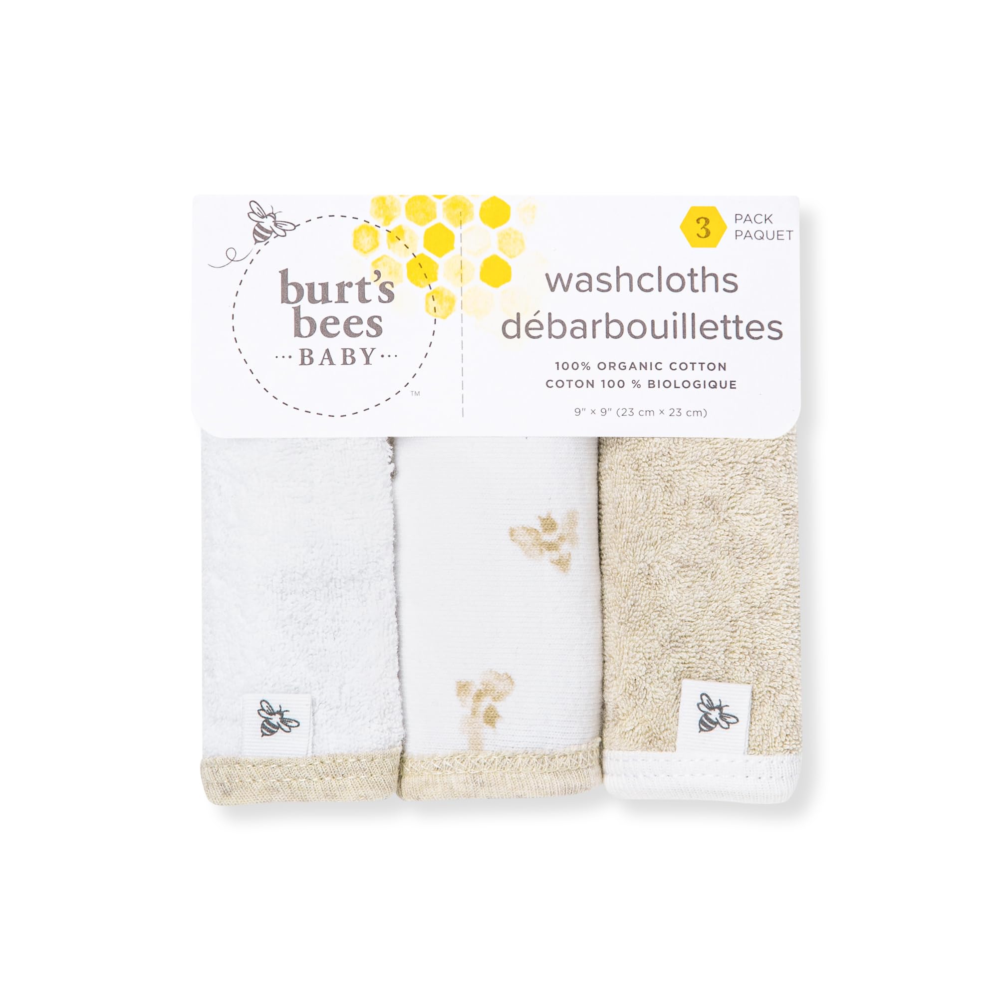 Burt's Bees Baby Infant Washcloths, 100% Organic Cotton, Soft and Super Absorbent Knit Terry & Woven Terry Wash Cloth - Image 2