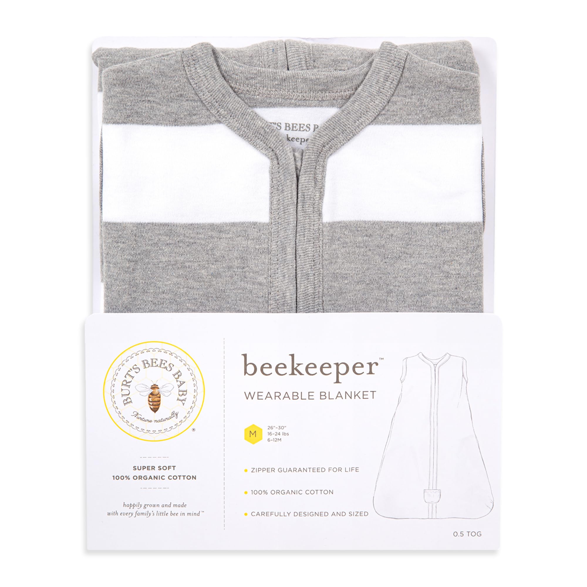 Burt's Bees Baby Infant Wearable Blanket, Organic Cotton Unisex Beekeeper - Light Weight 0.5 TOG or Medium Weight 1.5 TOG - Image 7