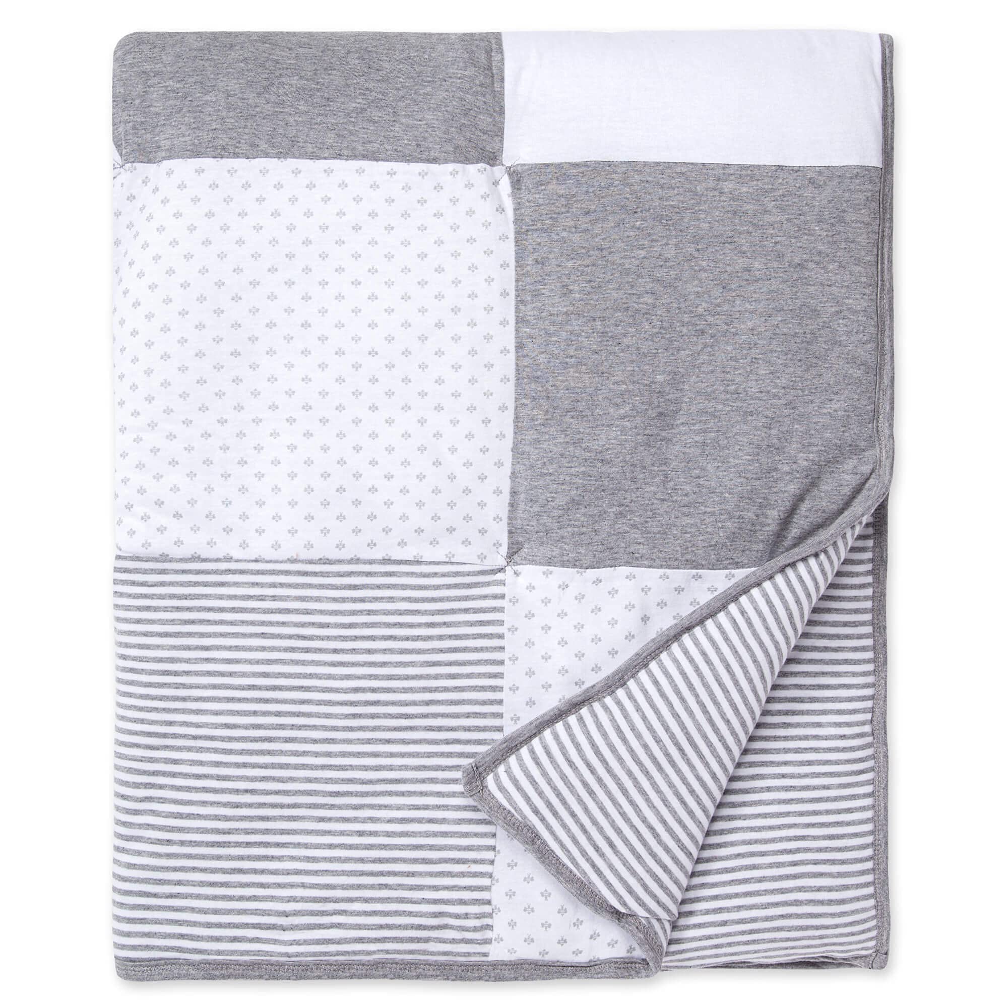 Burt's Bees Baby Reversible Blanket, Nursery, Stroller & Tummy-Time Organic Jersey Cotton Quilted Infant & Toddler Bedding - Image 2