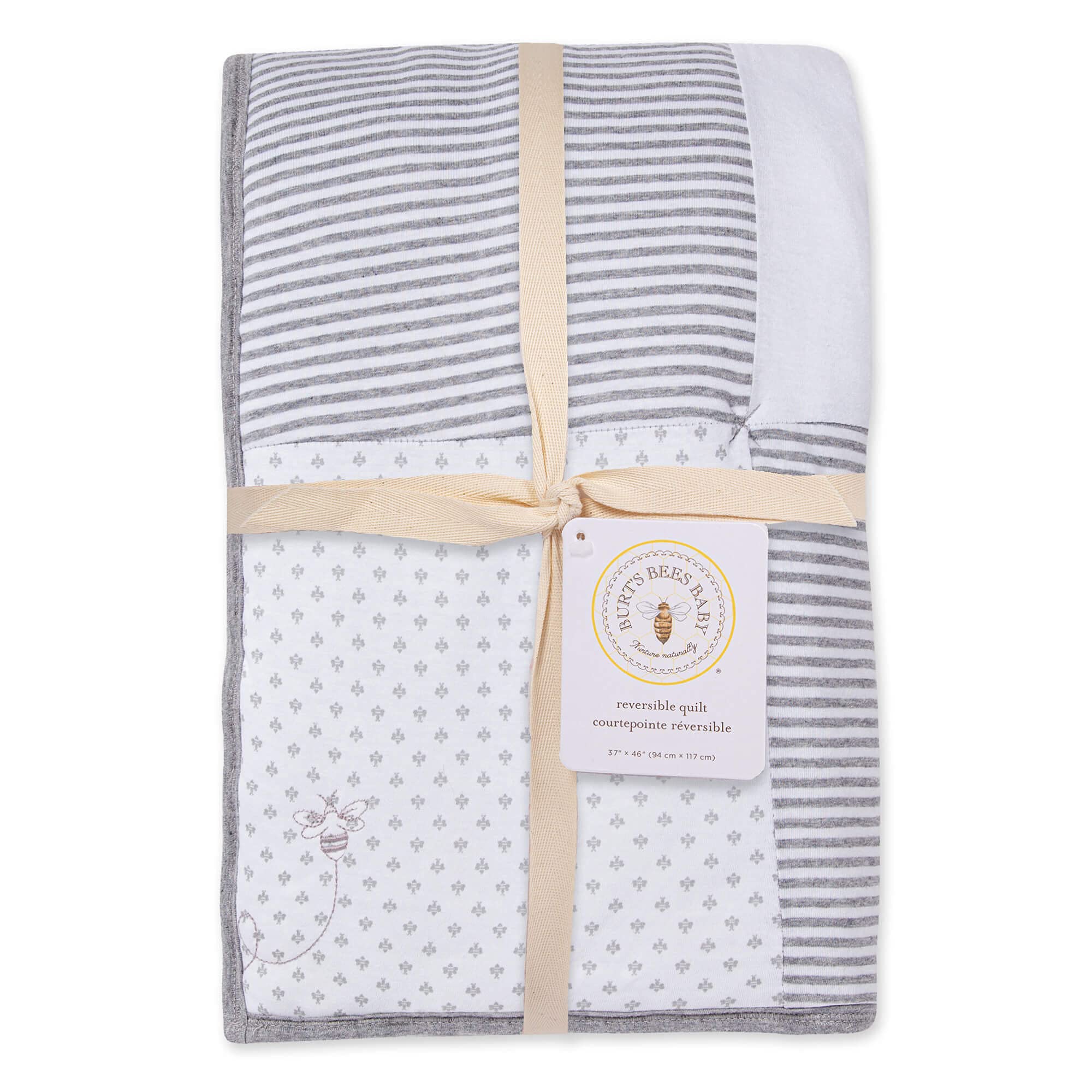 Burt's Bees Baby Reversible Blanket, Nursery, Stroller & Tummy-Time Organic Jersey Cotton Quilted Infant & Toddler Bedding - Image 3