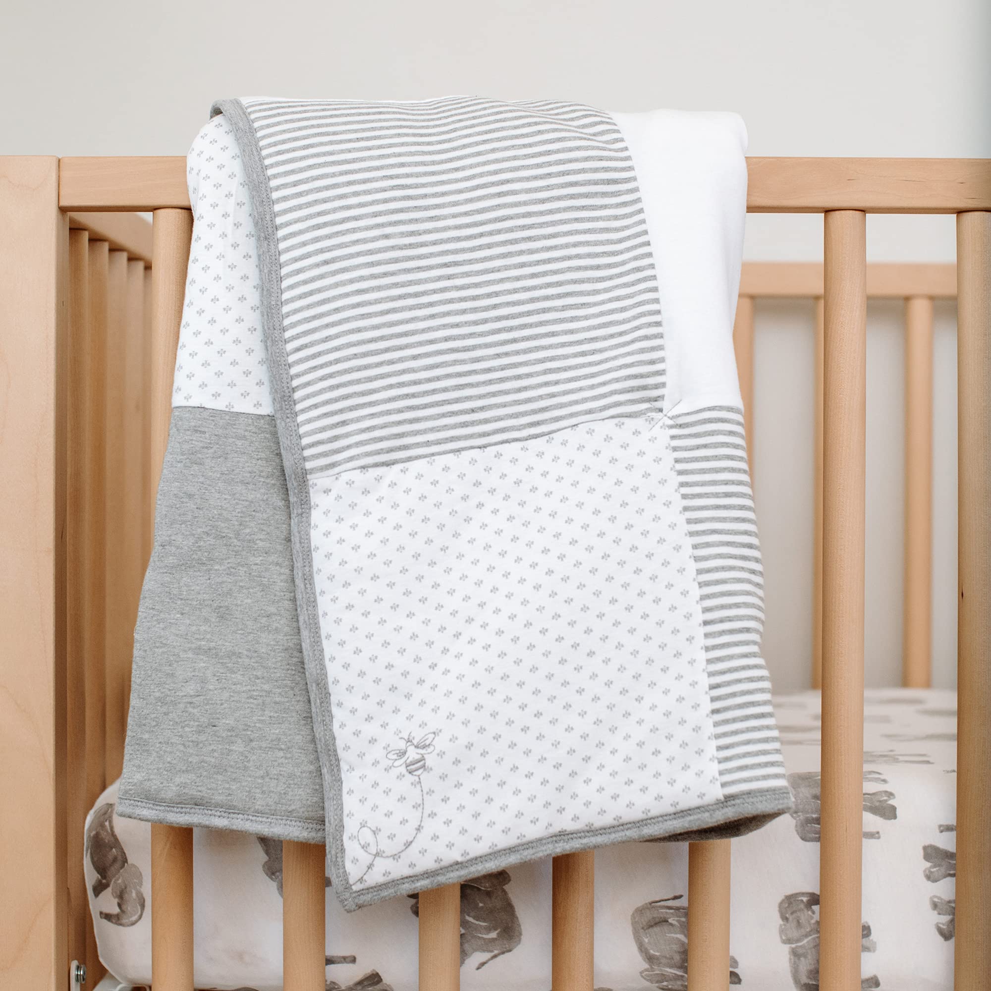 Burt's Bees Baby Reversible Blanket, Nursery, Stroller & Tummy-Time Organic Jersey Cotton Quilted Infant & Toddler Bedding - Image 5
