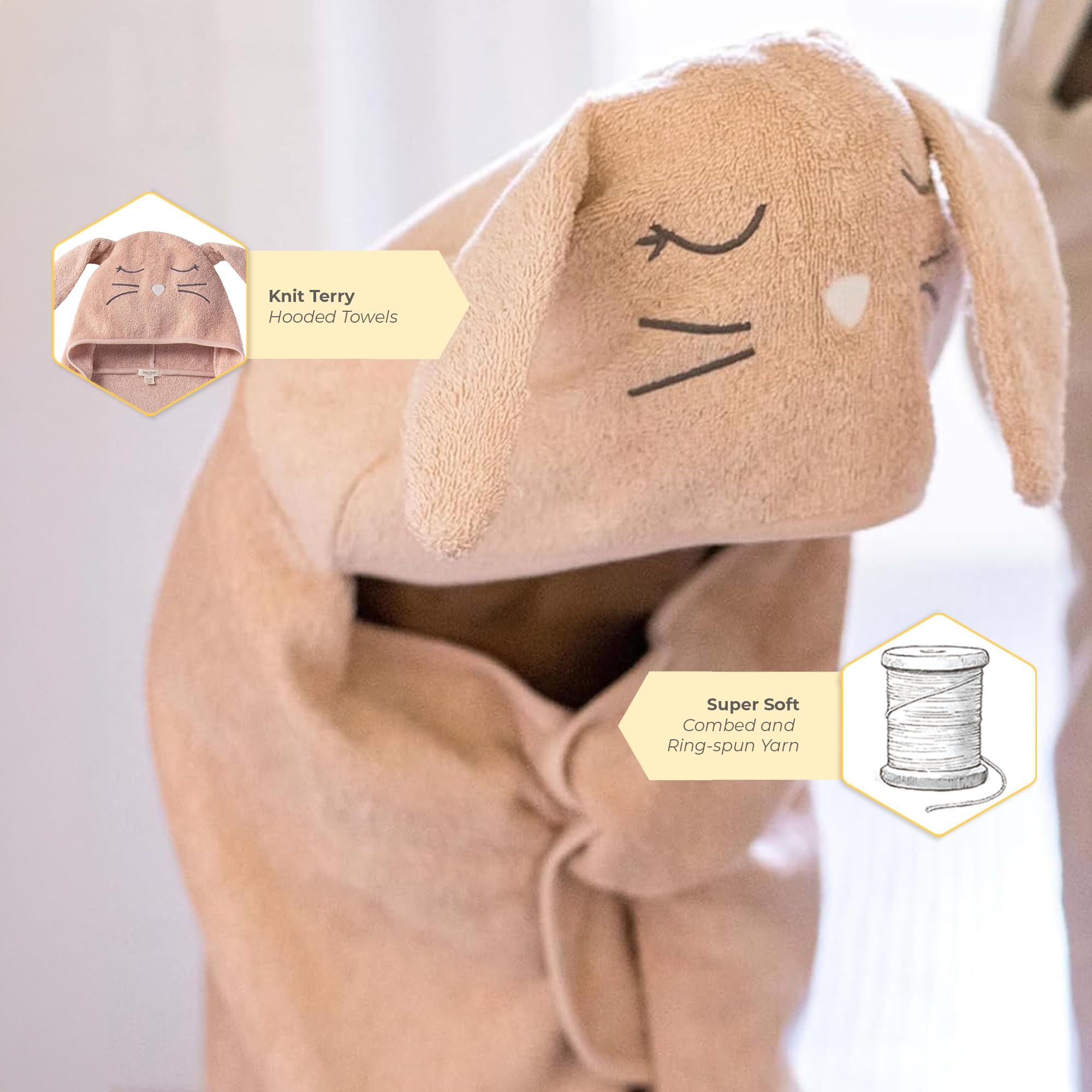 Burt's Bees Baby Toddler Hooded Animal Character Towels Organic Cotton, Unisex Bath Essentials, Soft Nursery Towel for Kids - Image 5
