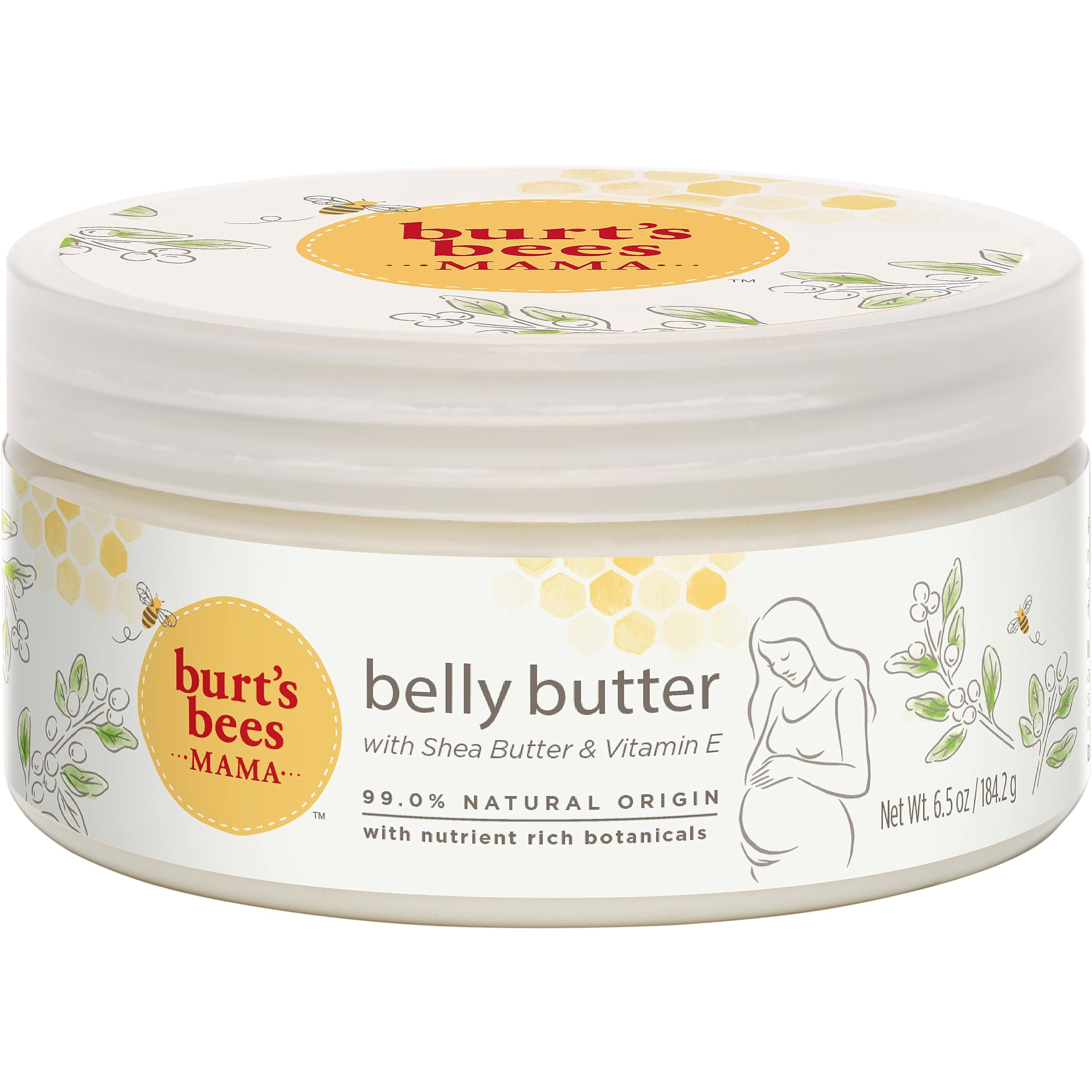 Burt's Bees Mama Belly Butter Stretch Mark Cream for Pregnancy Massages Body & Reduces Scar Appearance, Prenatal & Postnatal Tummy Skin Care, Shea Butter & Vitamin E Rich Formula, 6.5 Oz Tub - Image 12