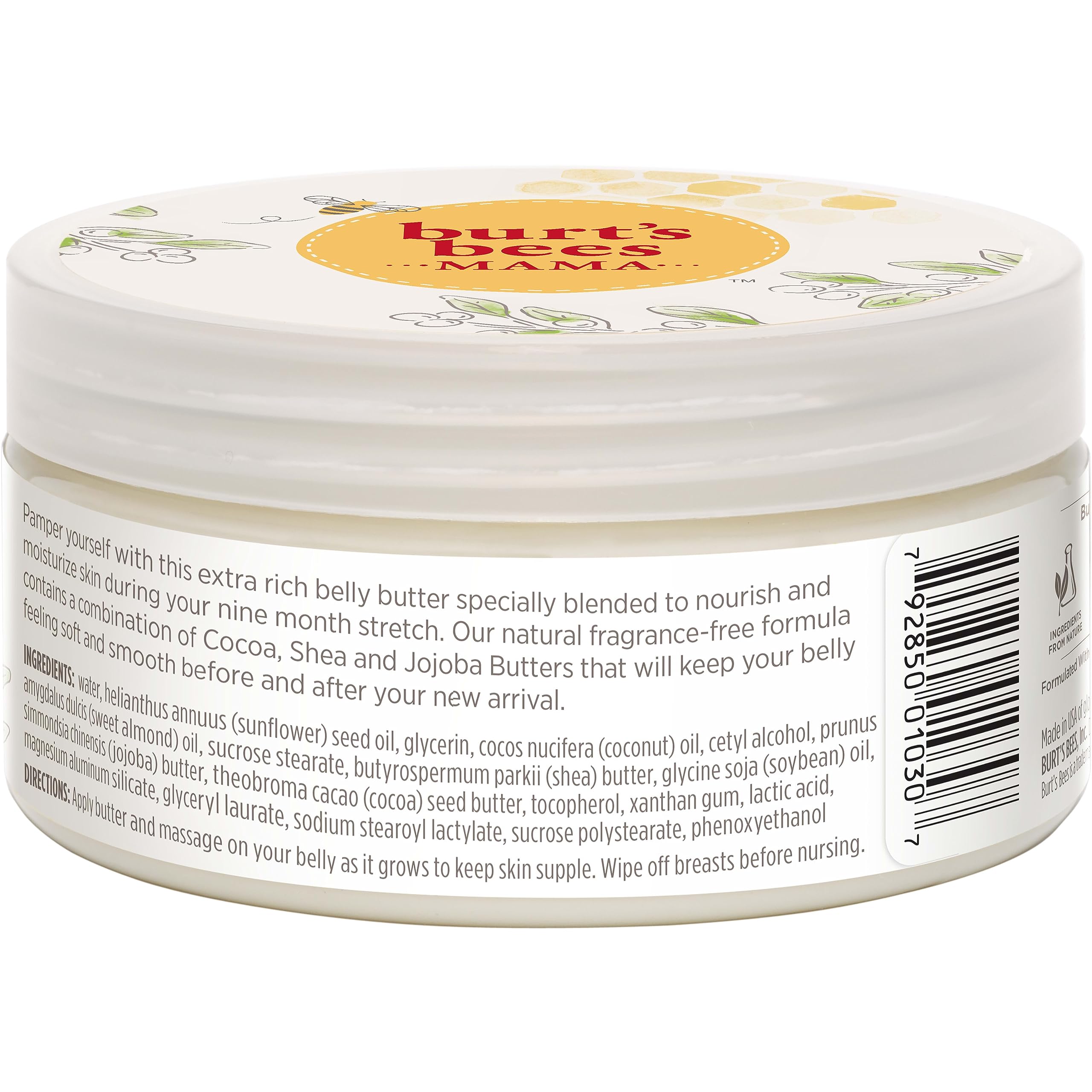 Burt's Bees Mama Belly Butter Stretch Mark Cream for Pregnancy Massages Body & Reduces Scar Appearance, Prenatal & Postnatal Tummy Skin Care, Shea Butter & Vitamin E Rich Formula, 6.5 Oz Tub - Image 13