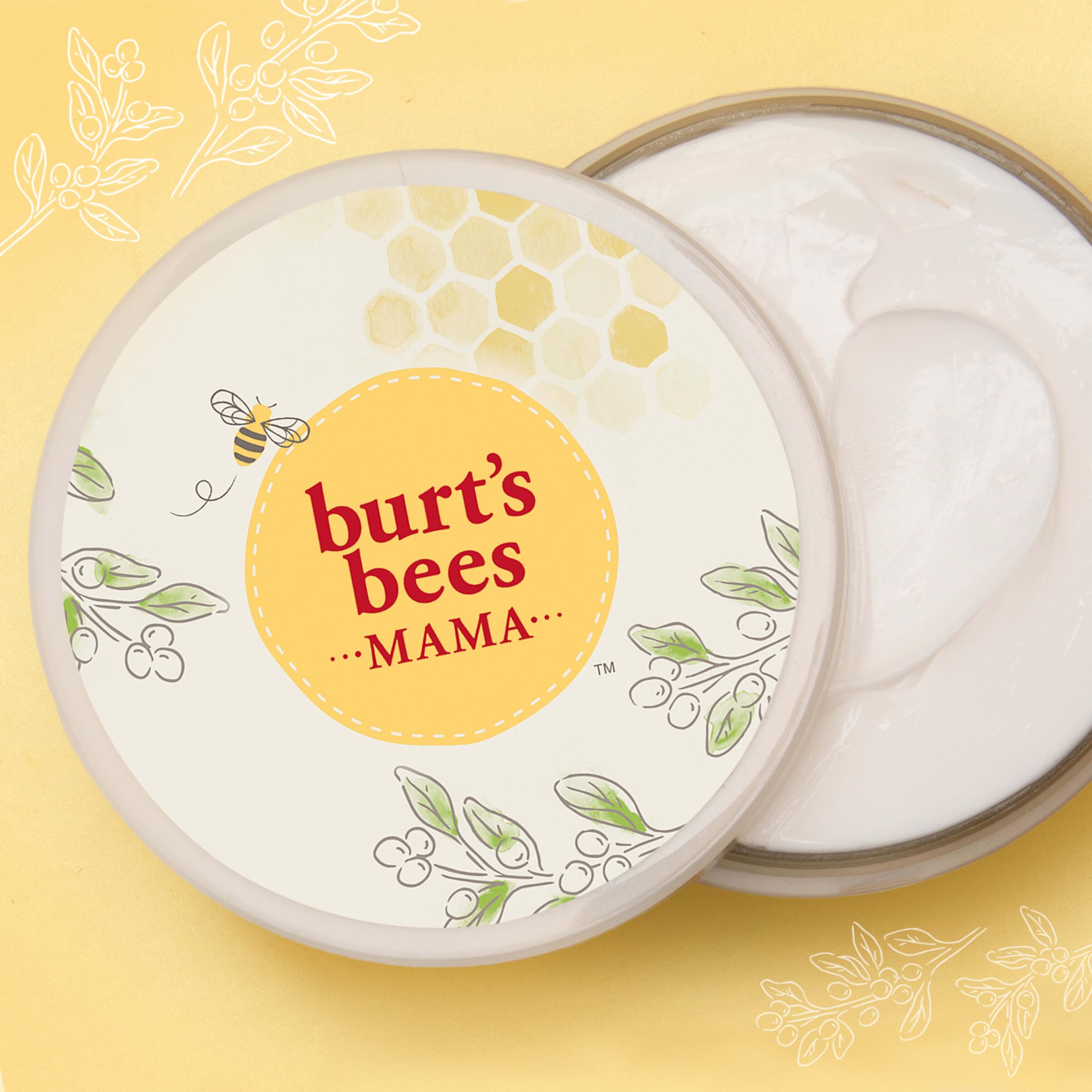 Burt's Bees Mama Belly Butter Stretch Mark Cream for Pregnancy Massages Body & Reduces Scar Appearance, Prenatal & Postnatal Tummy Skin Care, Shea Butter & Vitamin E Rich Formula, 6.5 Oz Tub - Image 7