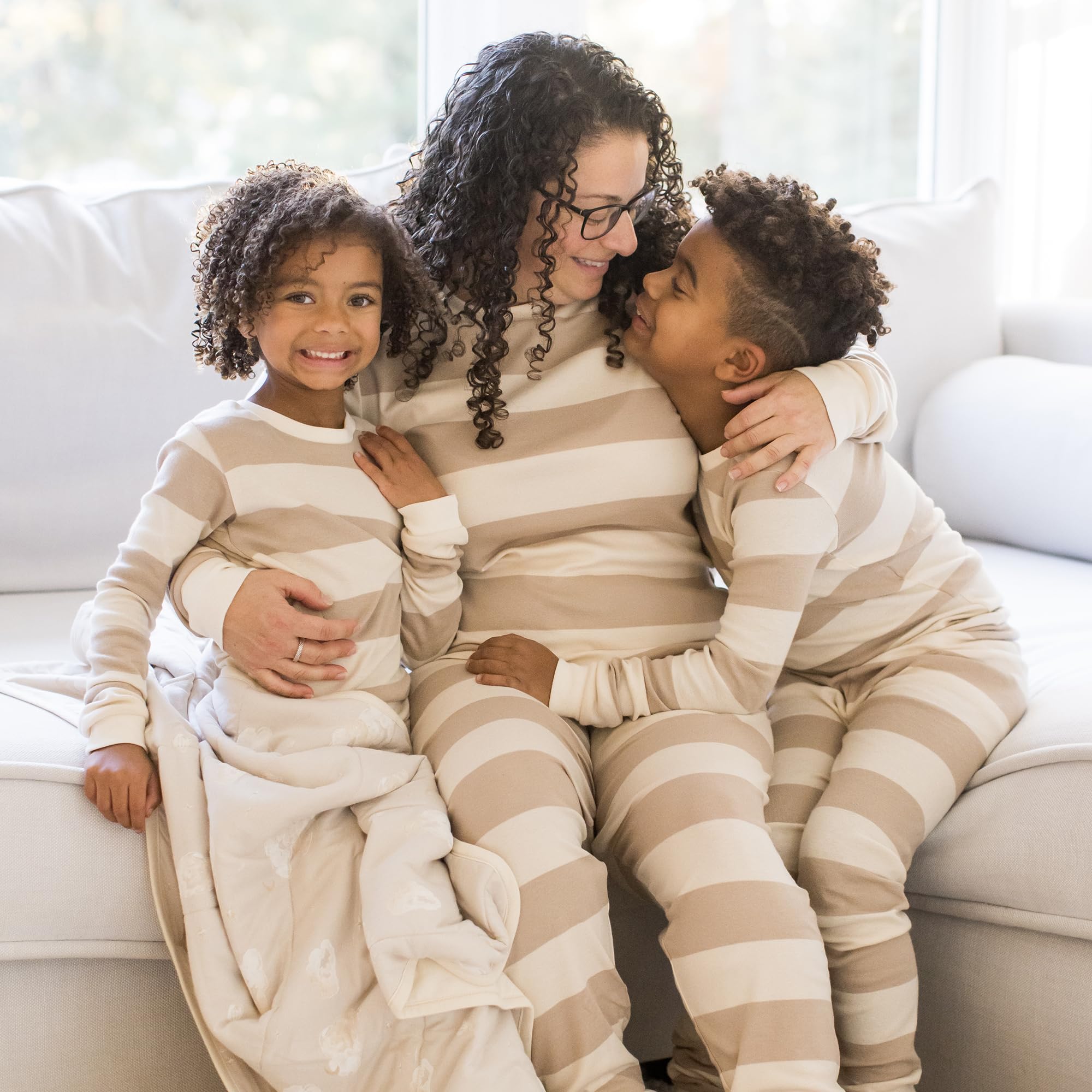 Organic Cotton Mommy & Me Rugby Stripe Pajamas - Oat by Burt's Bees Baby - Image 3